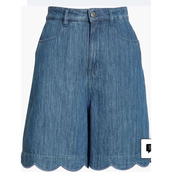 BOSS Scalloped Hem Denim Shorts in Blue NWT Size 28 - Picture 5 of 12